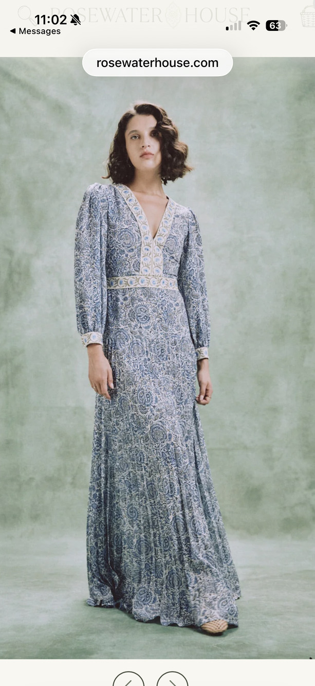 TOOBA MAXI DRESS PRINTED IRIS + CARNATION EMBROIDERY